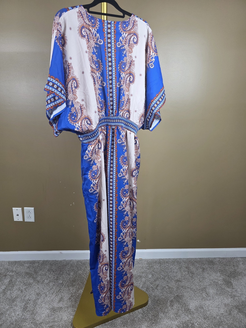 Cupshe Boho V-Neck Blue Paisley Maxi Dress With Side Pockets - Picture 5 of 5